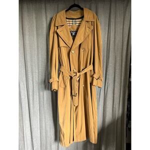 Burberry Men's R40 Beige Tan Double-Breasted Long Trench Coat Wool Lined